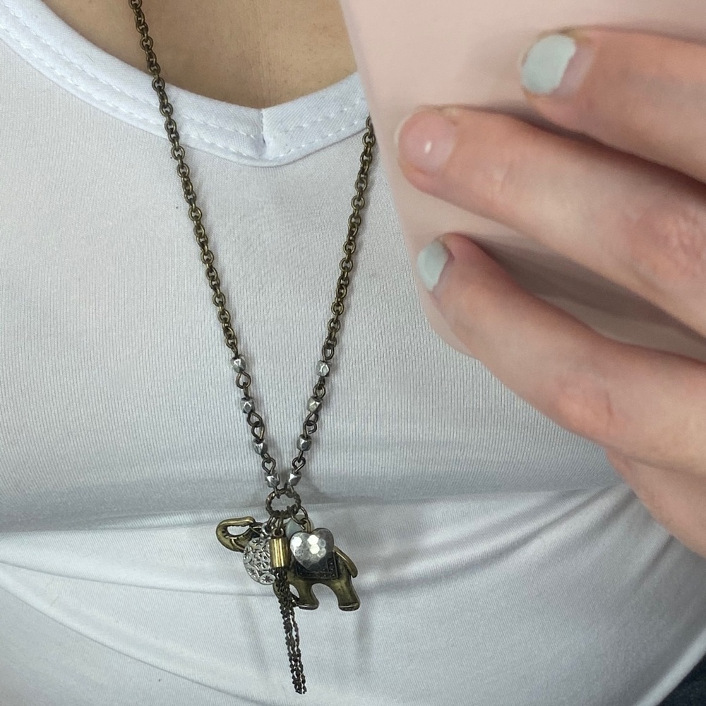 Long Chain Boho Elephant Necklace